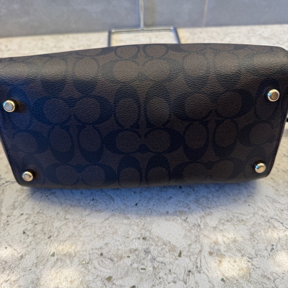 Coach Satchel Bag in signature canvas black & brown -Rowan - Picture 9 of 11